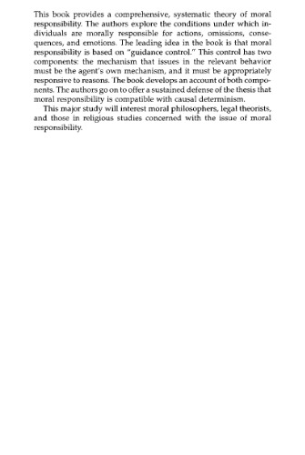 Responsibility and Control: A Theory of Moral Responsibility