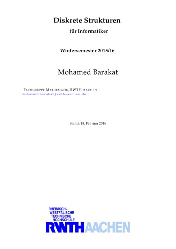 Diskrete Strukturen für Informatiker: Wintersemester 2015/16