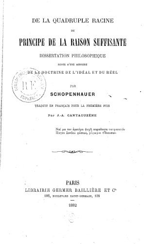 De la quadruple racine du principe de raison suffisante