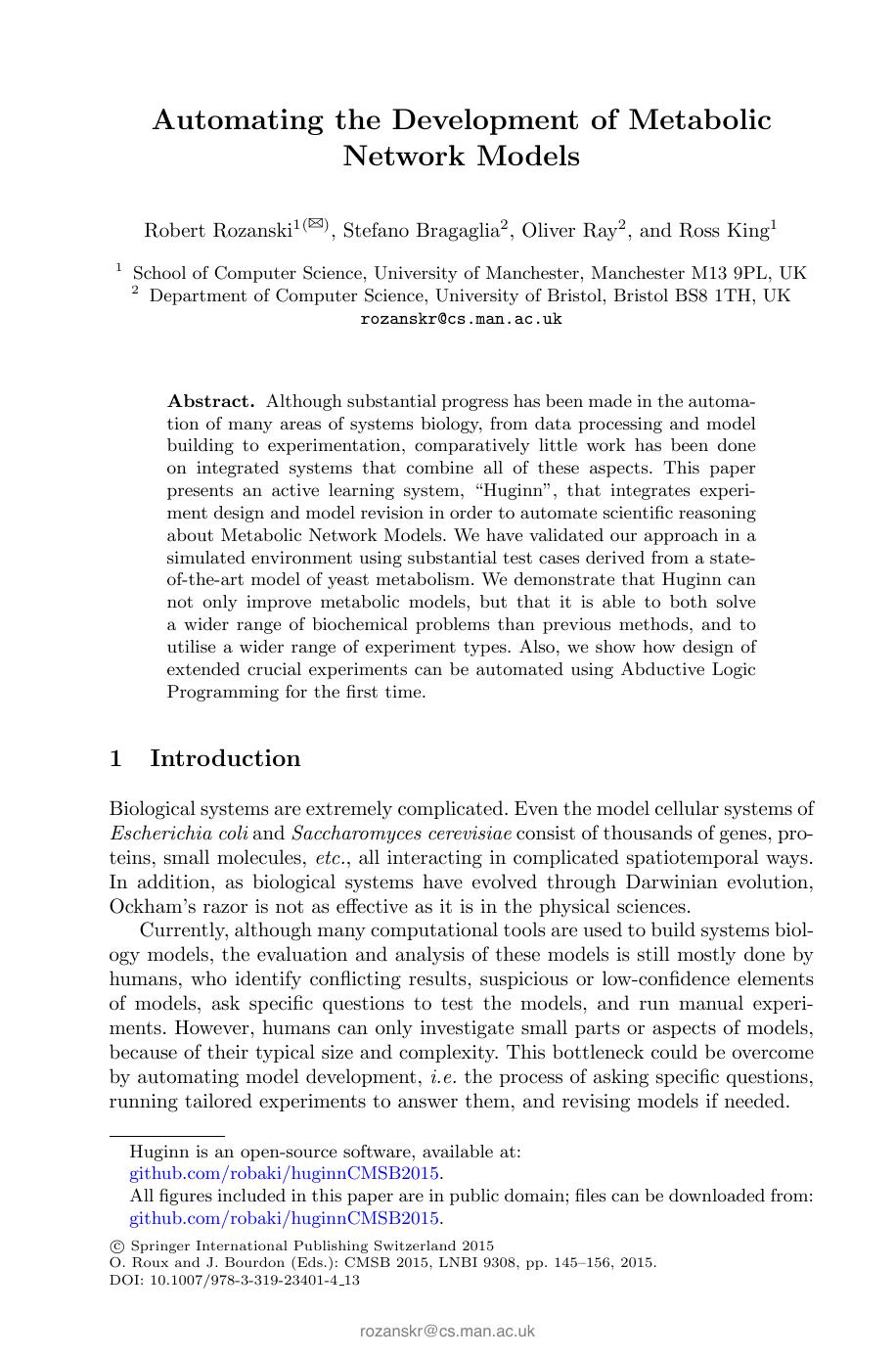 [Article] Automating the Development of Metabolic Network Models