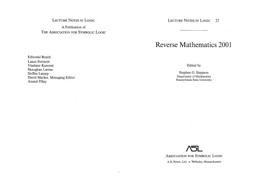 Reverse Mathematics 2001