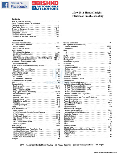 2010-2011 Honda Insight Electrical Troubleshooting Manual