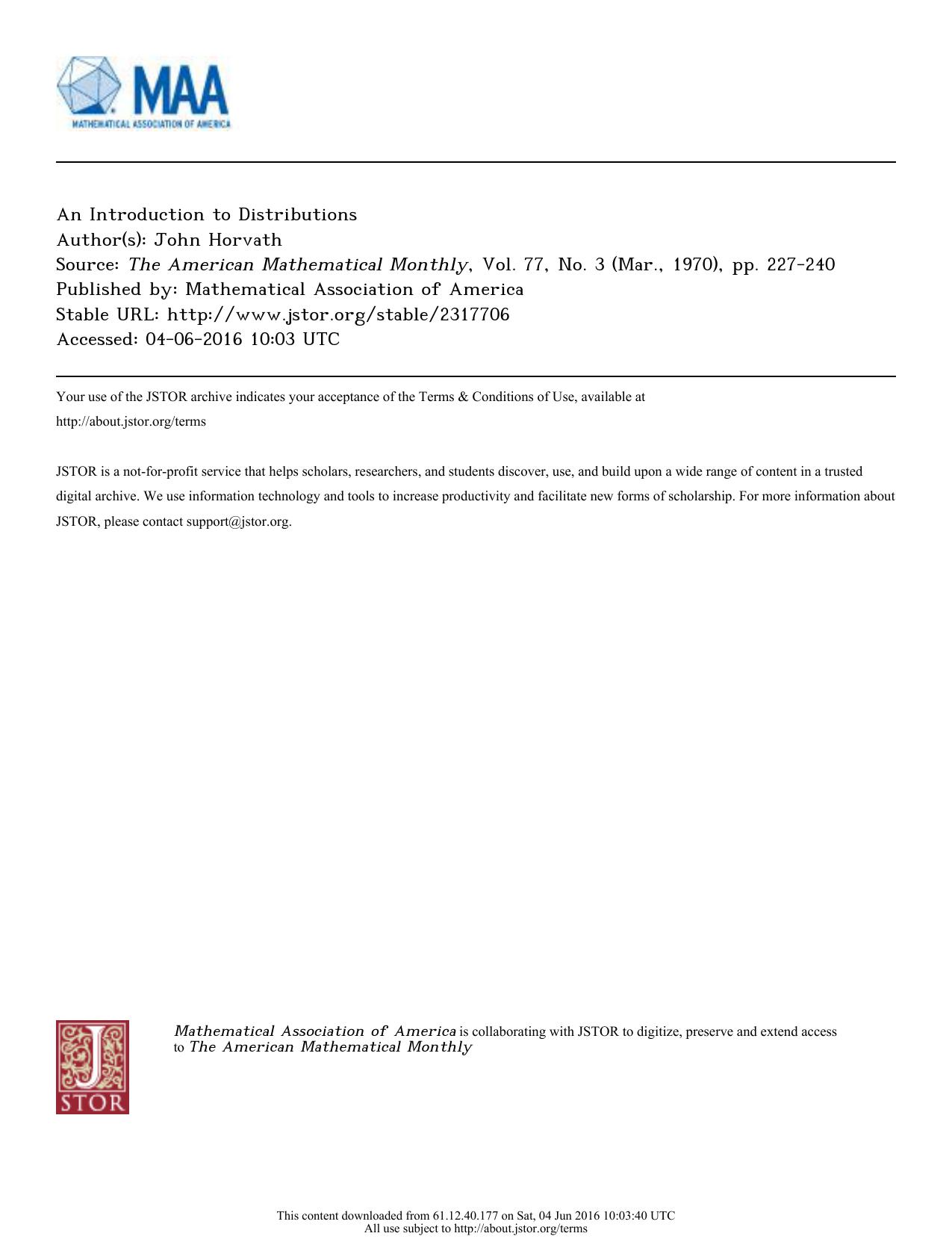 An Introduction to Distributions