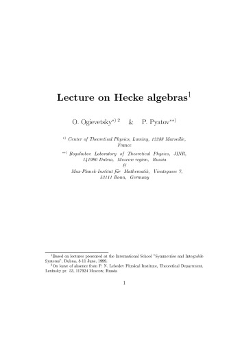 Lectures on Hecke algebras