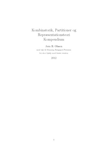 Kombinatorik, Partitioner og Repræsentationsteori Kompendium