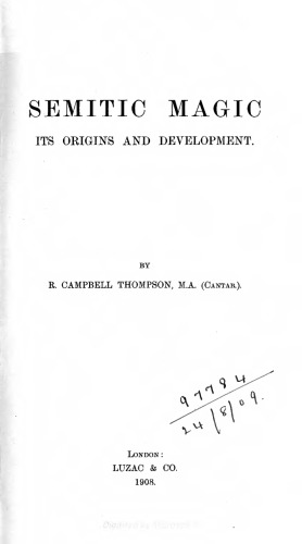 Semitic Magic: Its Origins and Development