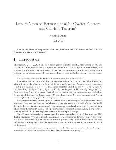 Lecture Notes on Bernstein et al.’s 