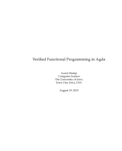 Verified Functional Programming in Agda