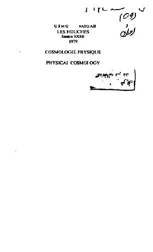Cosmologie physique = Physical cosmology