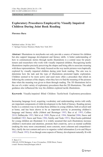 Exploratory Procedures Employed by Visually Impaired Children During Joint Book Reading