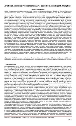 Artificial Immune Mechanism (AIM) based on Intelligent Analytics