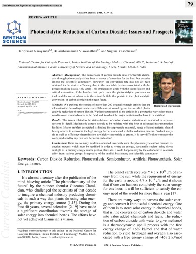 Photocatalytic Reduction of Carbon Dioxide: Issues and Prospects