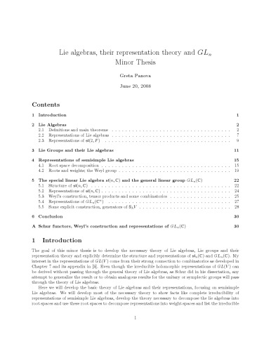 Lie algebras, their representation theory and GL(n)