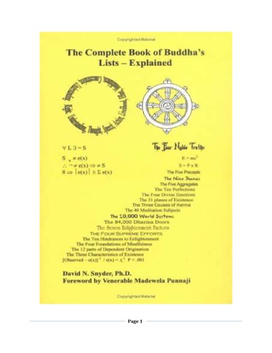 The Complete Book of Buddha’s Lists -- Explained