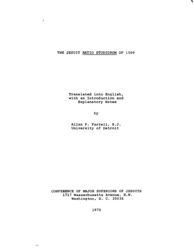 THE JESUIT RATIO STUDIORUM OF 1599