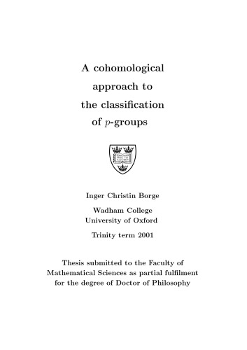 A cohomological approach to the classification of p-groups