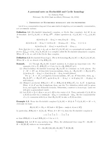 A personal note on Hochschild and Cyclic homology