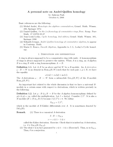 A personal note on André-Quillen homology