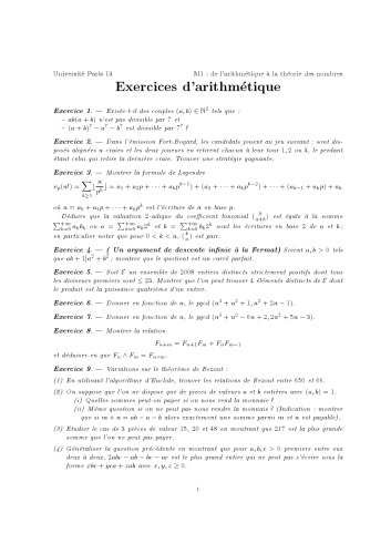 Cours d’arithmétique débutant