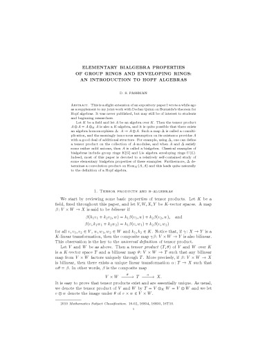 Elementary bialgebra properties of group rings and enveloping rings: an introduction to Hopf algebras