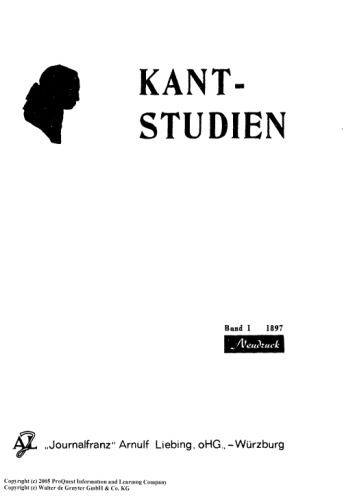 Kant-Studien Philosophische Zeitschrift der Kant-Gesellschaft