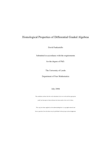 Homological Properties of Differential Graded Algebras