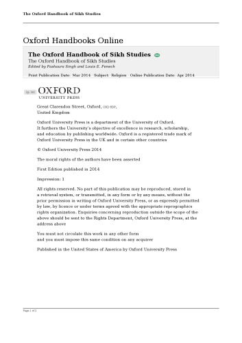 The Oxford Handbook of Sikh Studies