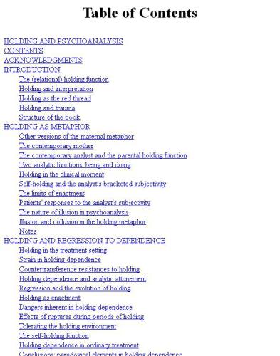 Holding and Psychoanalysis, 2nd edition: A Relational Perspective