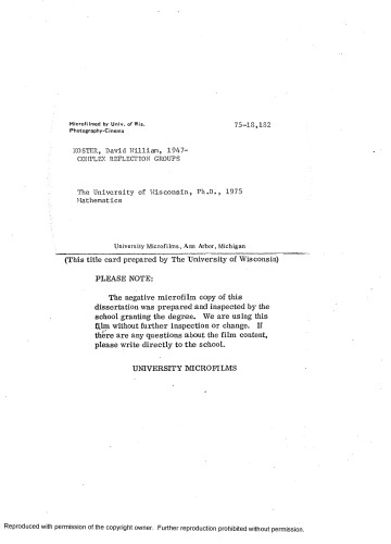 Complex reflection groups