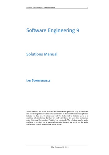Software Engineering 9: Solutions Manual