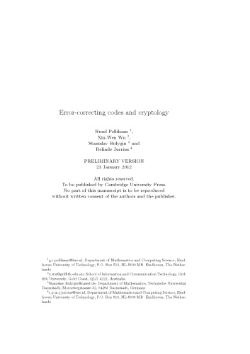 Error-correcting codes and cryptology [draft]