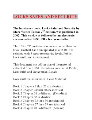 Locks, Safes and Security 2nd Edition