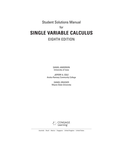 Solutions Stewart’s Single Variable Calculus 8th