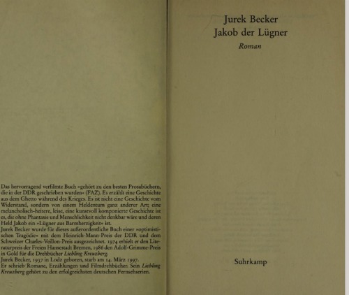 Jakob der Lügner. Roman