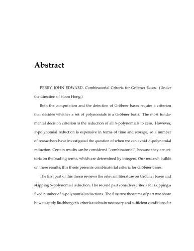 Combinatorial Criteria for Gröbner Bases
