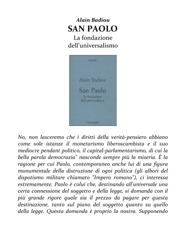 San Paolo. La fondazione dell’universalismo