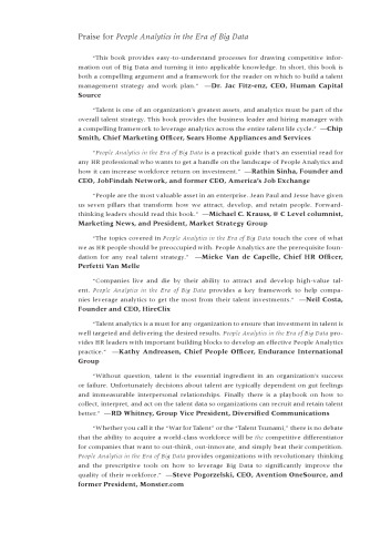 People Analytics in the Era of Big Data: Changing the Way You Attract, Acquire, Develop, and Retain Talent