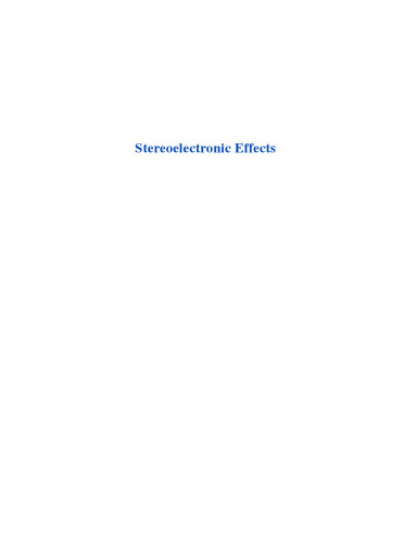 Stereoelectronic Effects: A Bridge Between Structure and Reactivity
