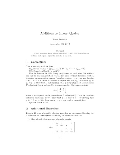 Additions to Linear Algebra