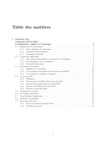 Automates Réversibles : Combinatoire, Algèbre et Topologie