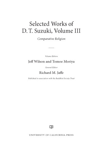 Selected Works of D.T. Suzuki, Volume III: Comparative Religion