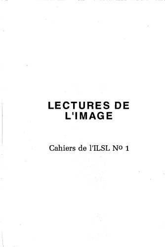 Cahiers de l’ ILSL n° 1 : Lectures de l’image