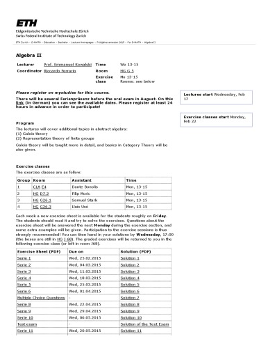 Algebra II: Solved exercises