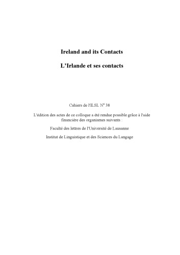 Cahiers de l’ ILSL n° 38 :  L’ Irlande et ses contacts