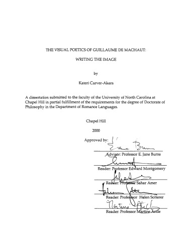 The visual poetics of Guillaume de Machaut : writing the image