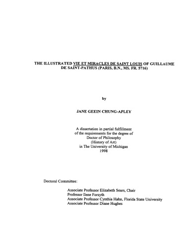 The illustrated Vie et miracles de Saint Louis of Guillaume de Saint-Pathus (Paris, B.N. Ms. Fr. 5716)