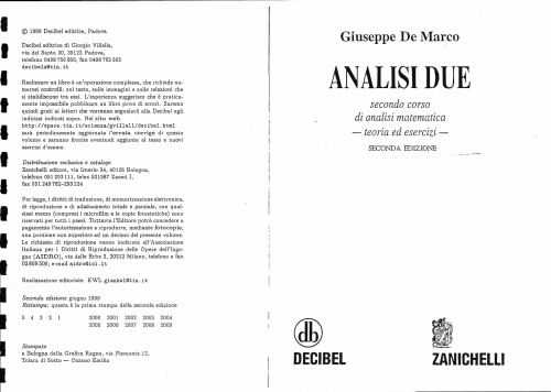 Analisi due. Teoria ed esercizi