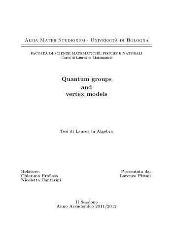 Quantum groups and vertex models