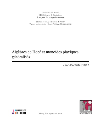 Algèbres de Hopf et monoides plaxiques généralisés