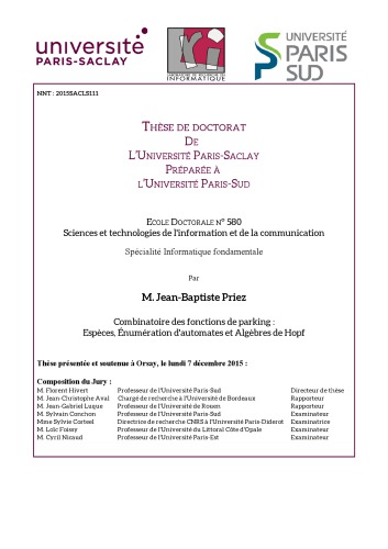 Combinatoire des fonctions de parking : Espèces, Énumération d’automates et Algèbres de Hopf
